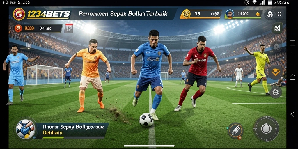 Tampilan gameplay 1234BETS yang mendebarkan dalam pertandingan sepak bola.