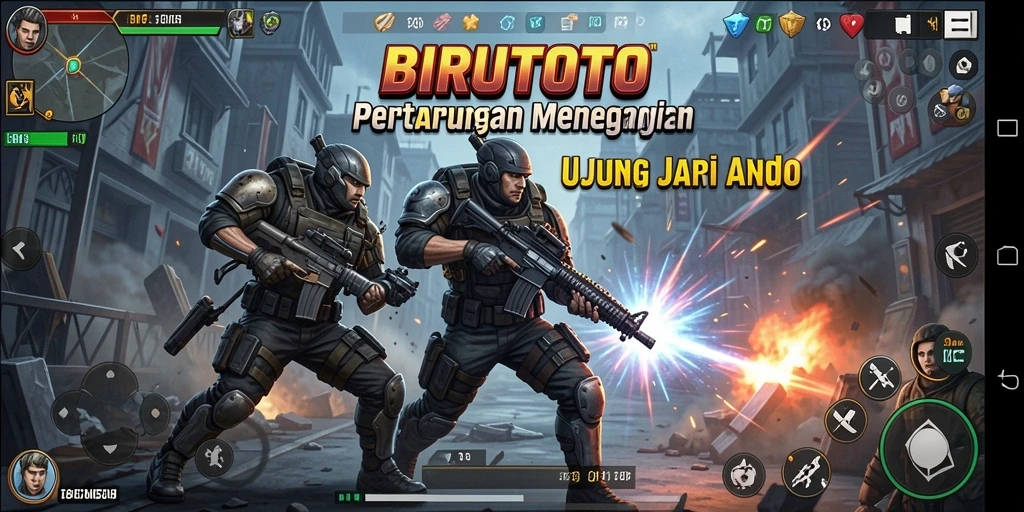Tangkapan layar utama BIRUTOTO menampilkan aksi pertarungan yang seru.