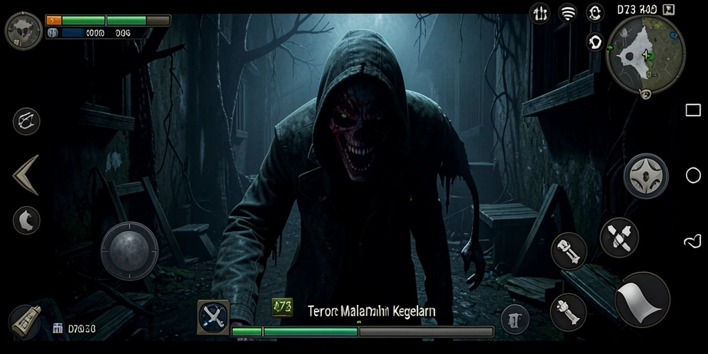 Tampilan gameplay D73 yang menakutkan dan mencekam.