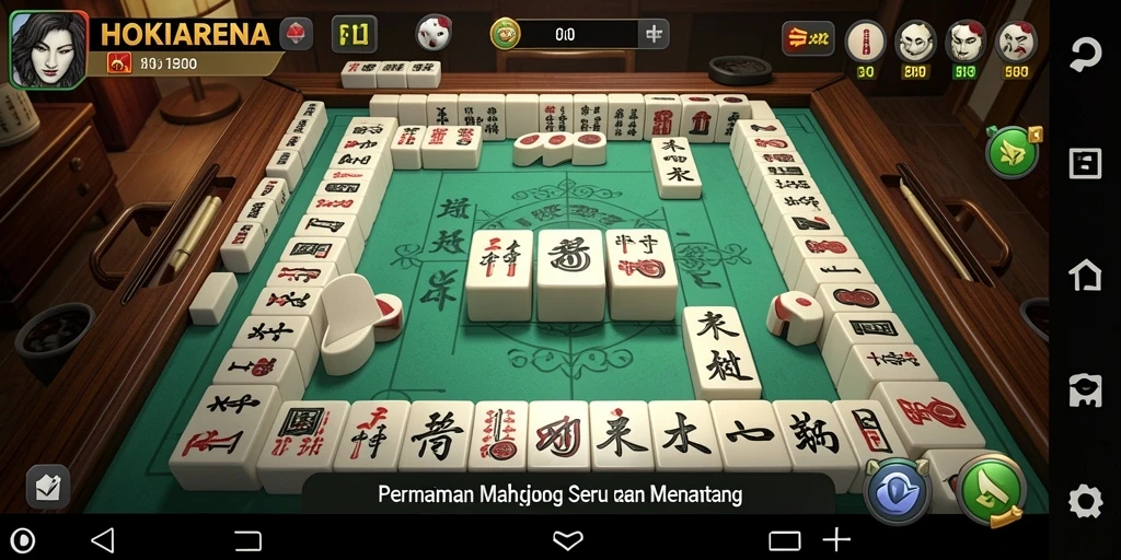 Screenshot gameplay HOKIARENA yang menunjukkan momen seru permainan Mahjong.