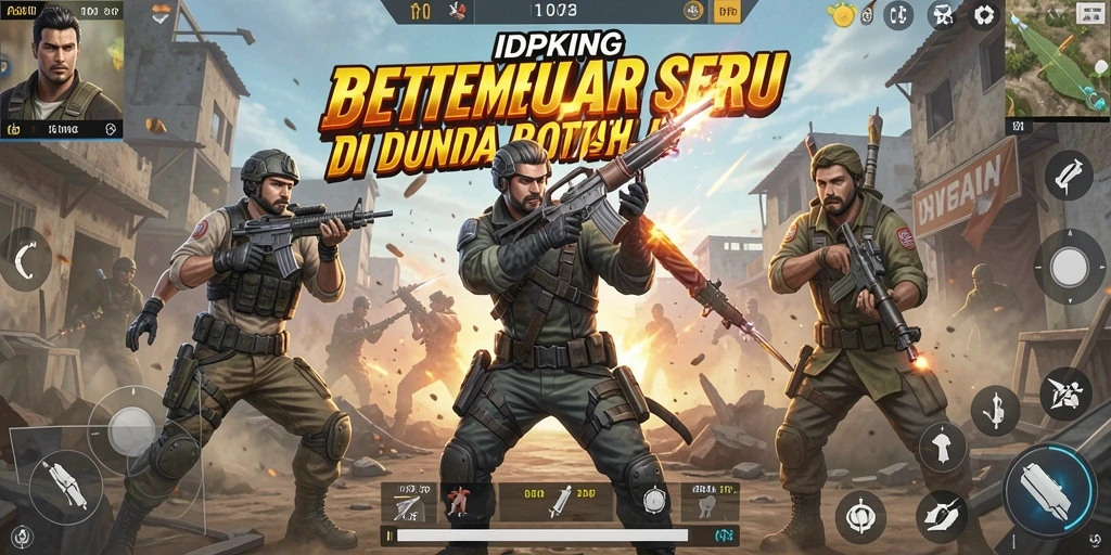 Screenshot gameplay IDPKING yang menunjukkan pertempuran seru di medan perang.