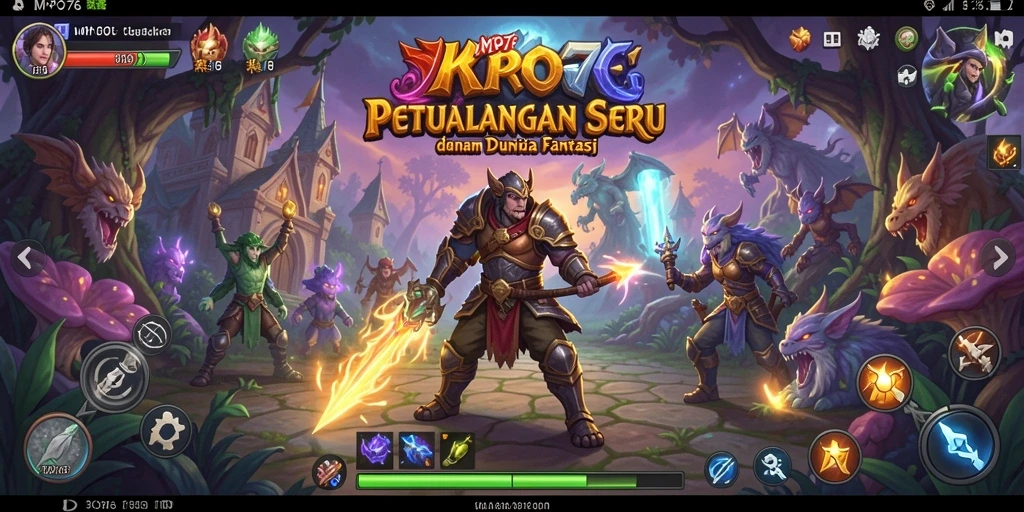 Tampilan utama gameplay MPO76 dengan karakter memukau dan lokasi fantastis.