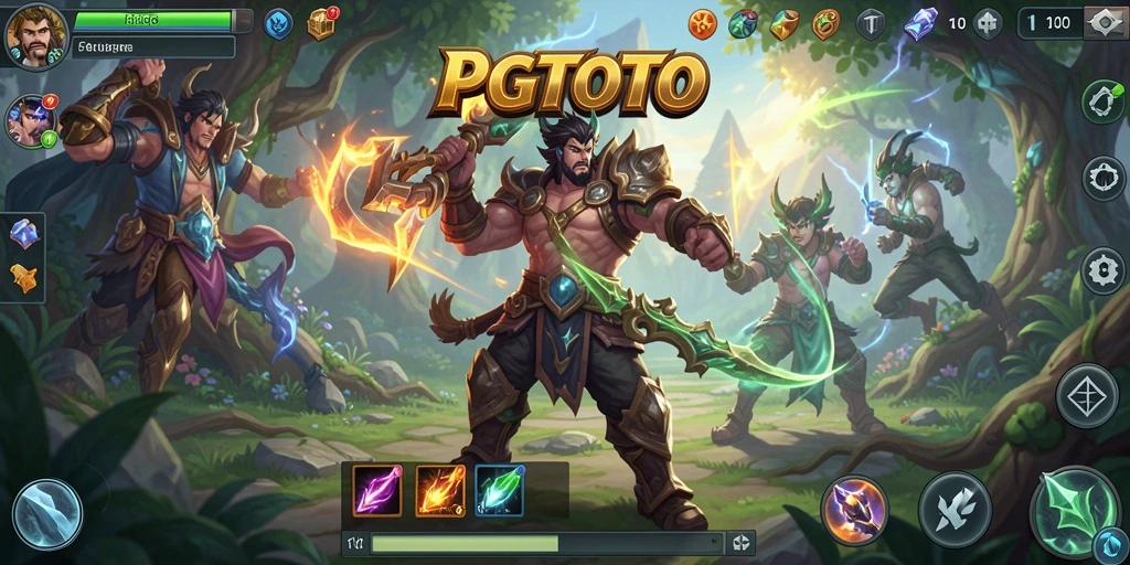 Screenshot gameplay PGTOTO menampilkan aksi pertarungan seru di dunia fantasi.