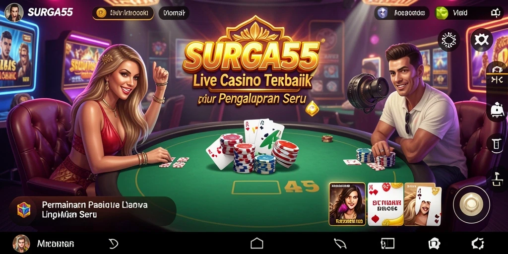 Gameplay seru di SURGA55 dengan dealer live profesional.